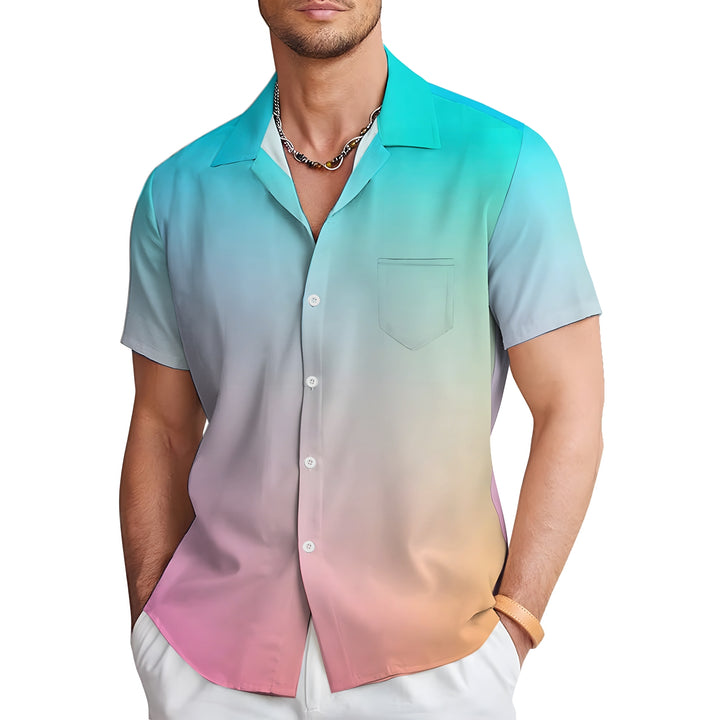 Men's Gradient Casual Short Sleeve Shirt 2403000193