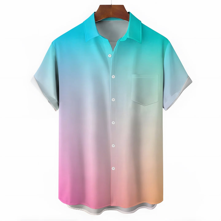 Men's Gradient Casual Short Sleeve Shirt 2403000193