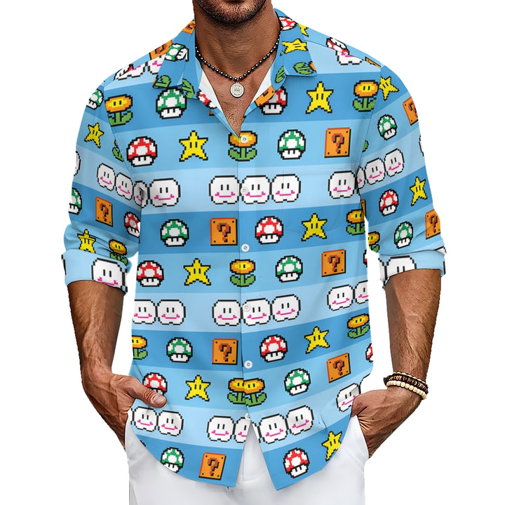 Men's Digital Game Printing Casual Short Sleeve Shirt 2403000226