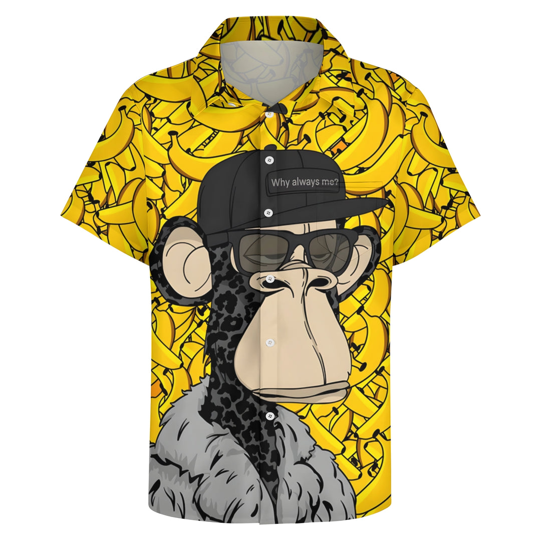 Men's Hawaiian Fashion Banana Ape Casual Short Sleeve Shirt 2307100507