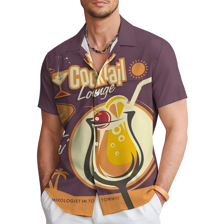 Men's Cocktail Print Casual Short Sleeve Shirt 2403000665