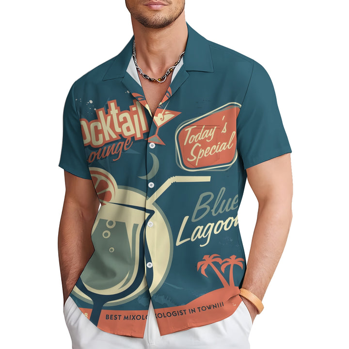 Men's Cocktail Print Casual Short Sleeve Shirt 2403000665