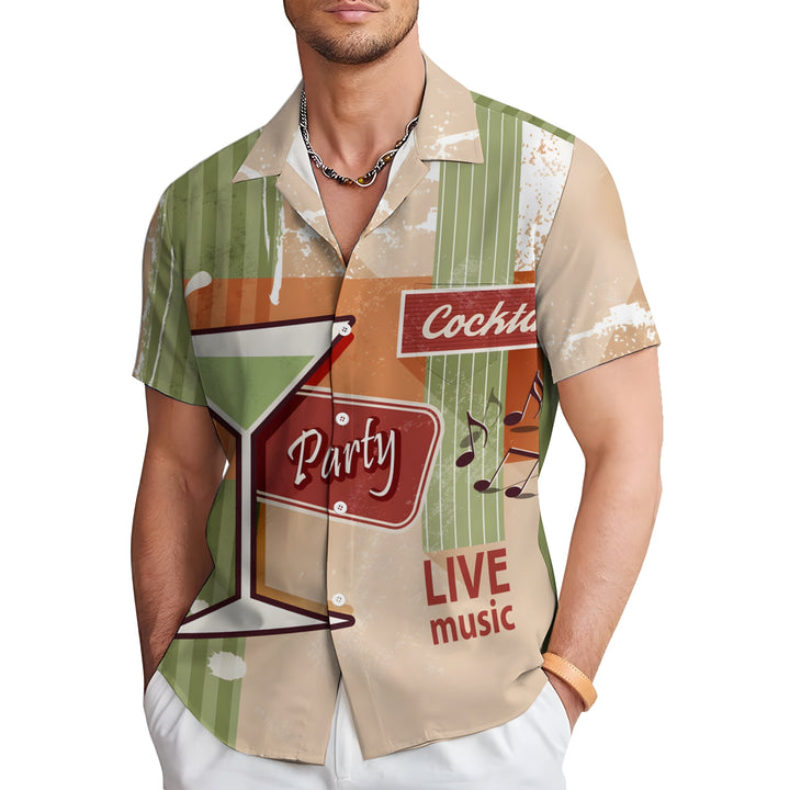 Men's Cocktail Print Casual Short Sleeve Shirt 2403000665