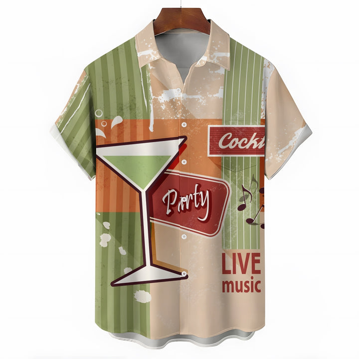 Men's Cocktail Print Casual Short Sleeve Shirt 2403000665