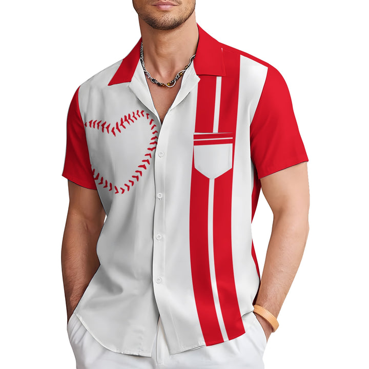 Men's Baseball Elements Casual Short Sleeve Shirt 2403000771