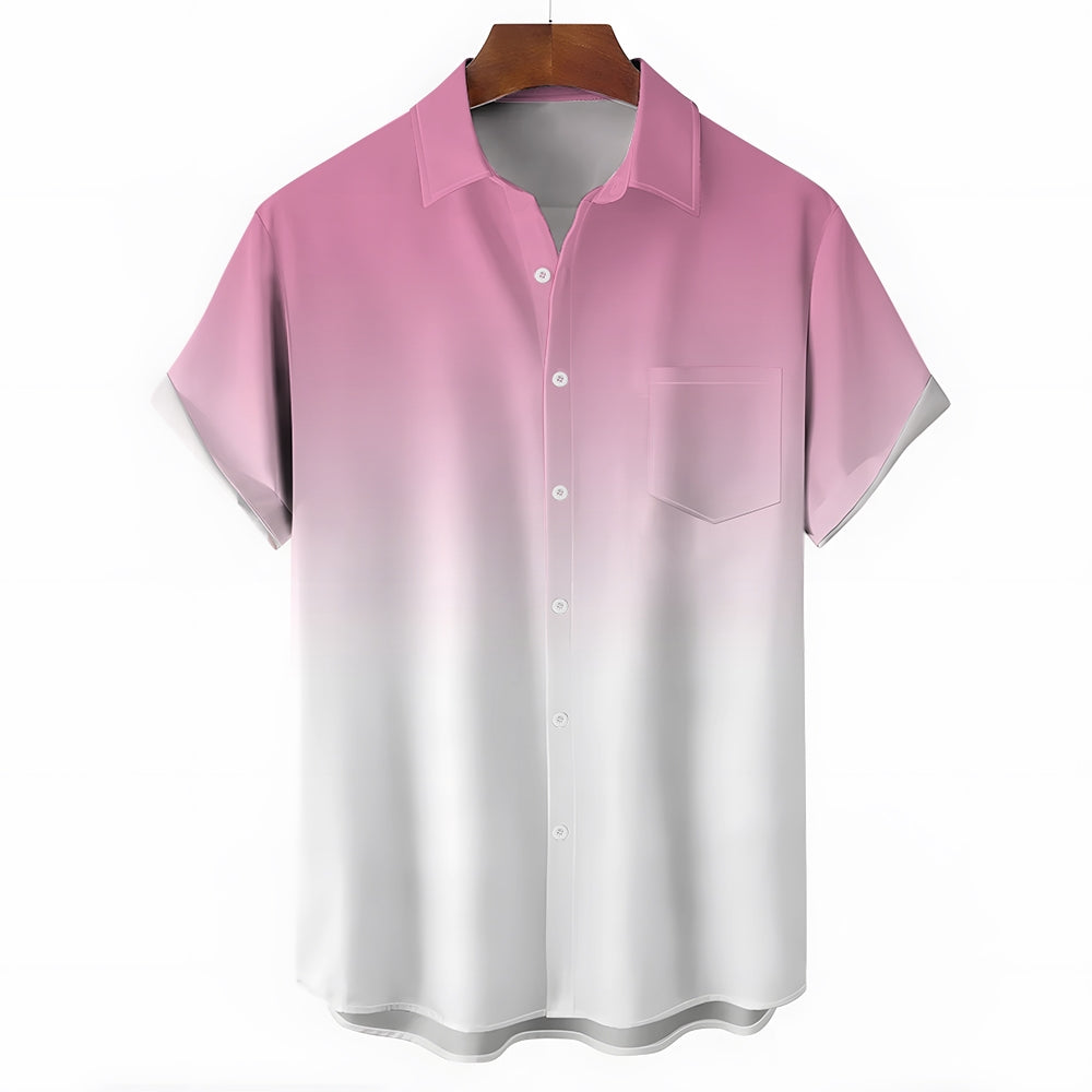 Men's Gradient Casual Short Sleeve Shirt 2403000785