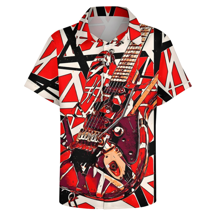 Vintage Classic Electric Guitar Frankenstrat Print Short Sleeve Shirt 2307100645