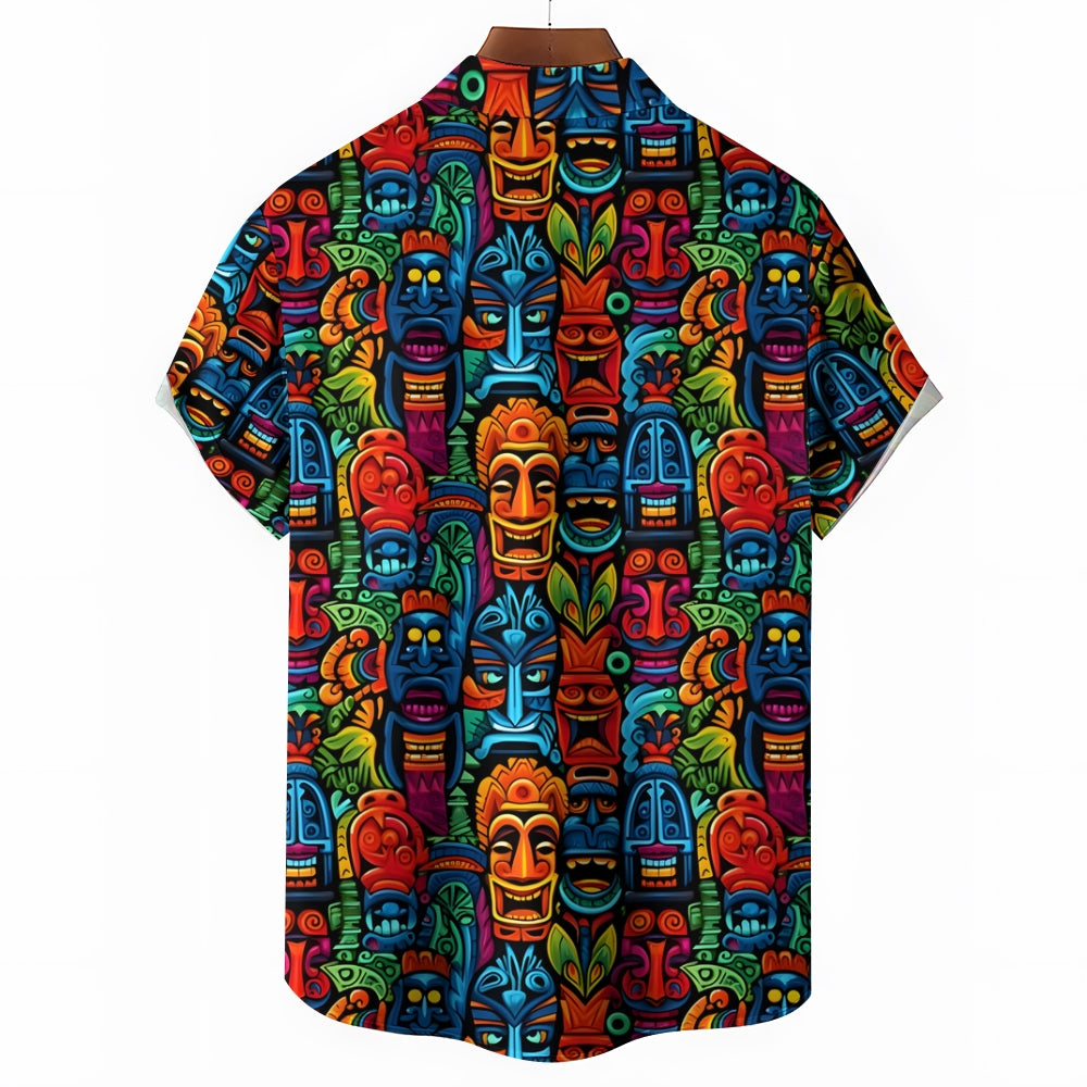 Men's Tiki Art Casual Short Sleeve Shirt 2312000241