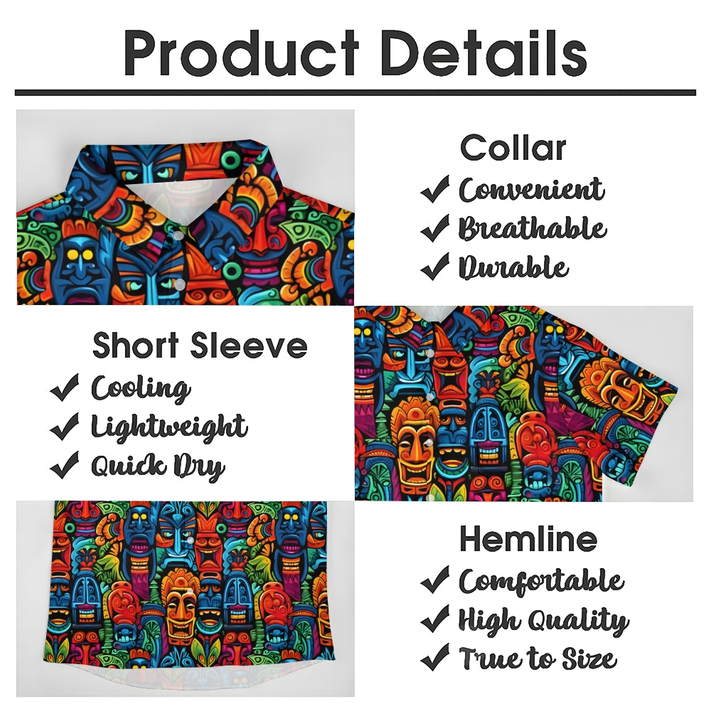 Men's Tiki Art Casual Short Sleeve Shirt 2312000241