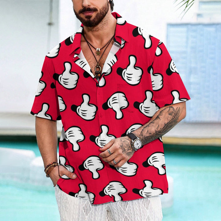 Men's Cartoon Gloves Casual Short Sleeve Shirt 2402000050