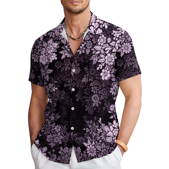 Men's "Flowers" Theme Casual Short Sleeve Shirt 2402000061