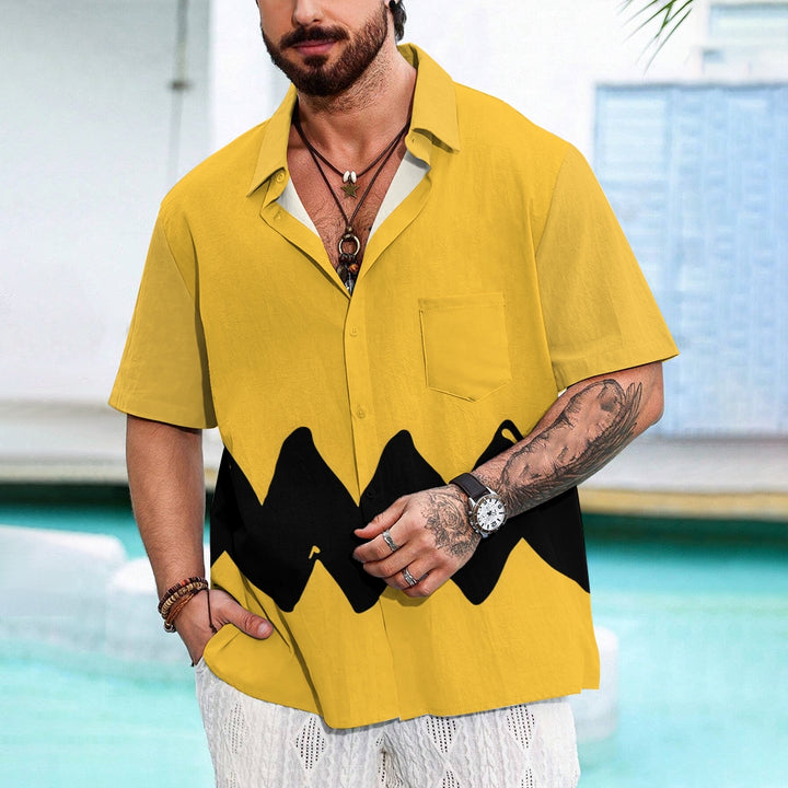 Men's Geometric Colorblock Short Sleeve Resort Shirt 2305102379