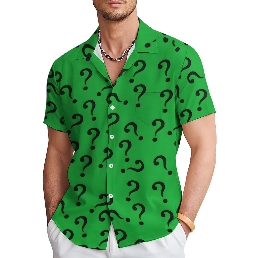 Men's Question Mark Casual Short Sleeve Shirt 2312000258