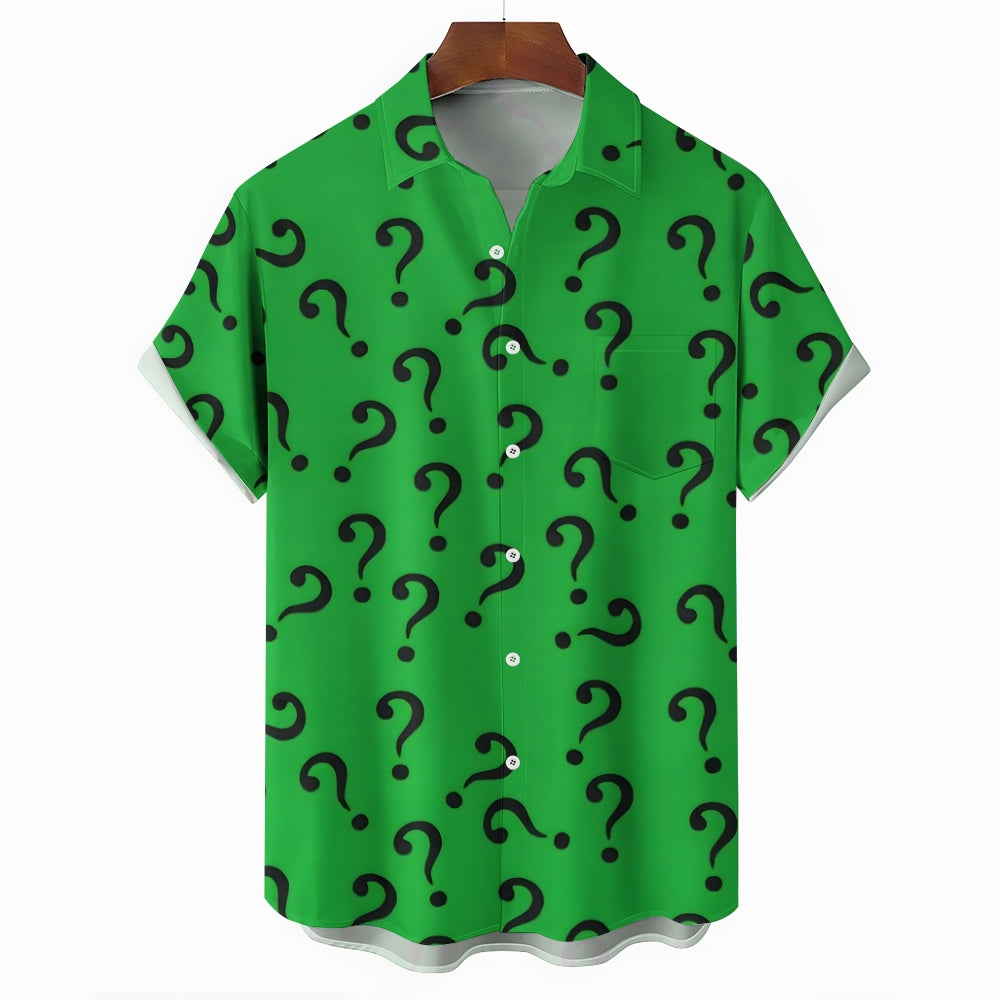 Men's Question Mark Casual Short Sleeve Shirt 2312000258