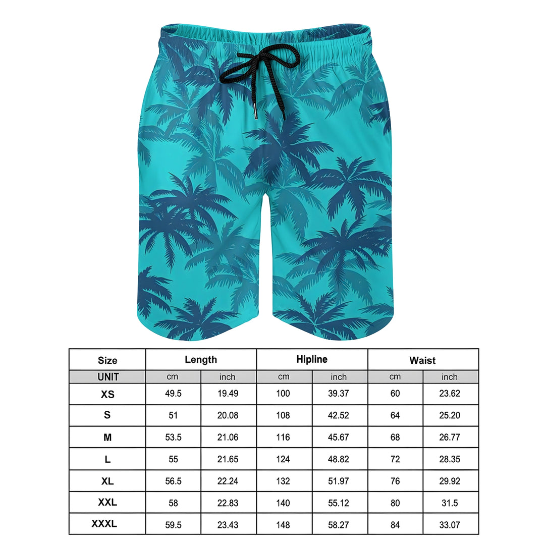 Men's Sports Hawaiian Coconut Palm Beach Shorts 2312000412