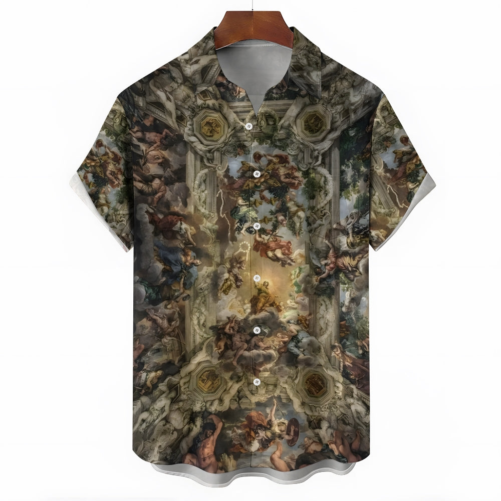 Men's Genesis Print Casual Short Sleeve Shirt 2312000356