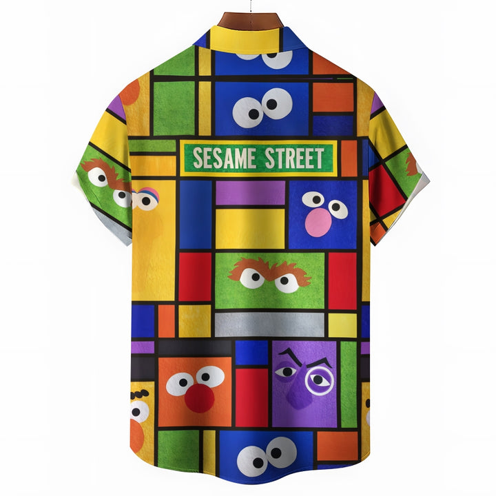 Men's Cartoon Character Creative Printing Casual Fashion Short Sleeve Shirt 2307101488