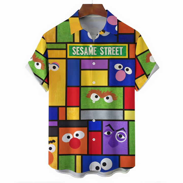 Men's Cartoon Character Creative Printing Casual Fashion Short Sleeve Shirt 2307101488