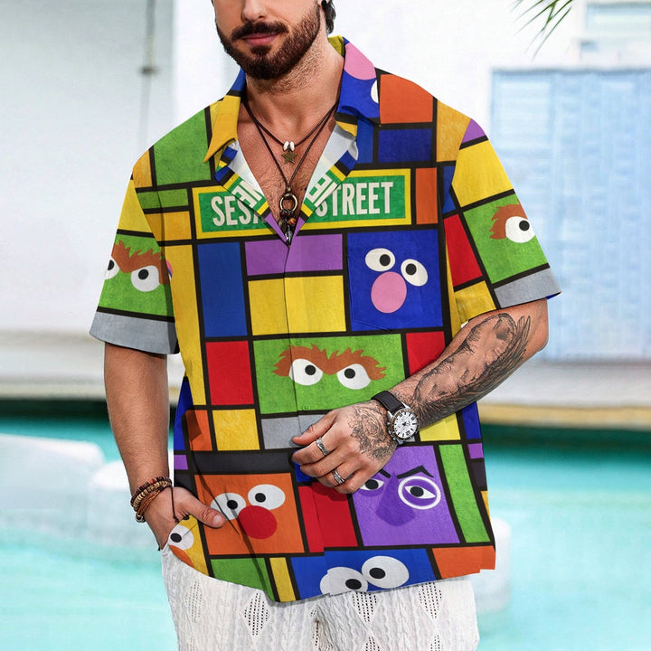 Men's Cartoon Character Creative Printing Casual Fashion Short Sleeve Shirt 2307101488