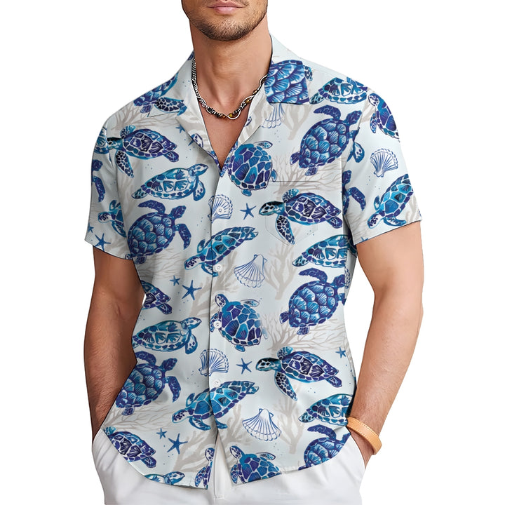 Turtle Casual Breast Pocket Short Sleeve Shirt 2309000018