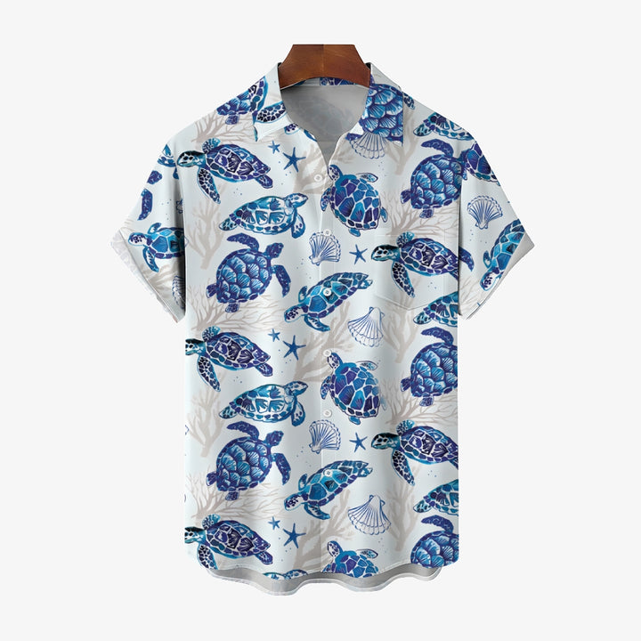 Turtle Casual Breast Pocket Short Sleeve Shirt 2309000018