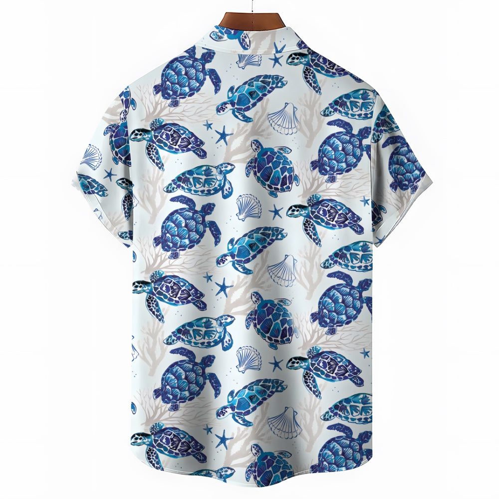 Turtle Casual Breast Pocket Short Sleeve Shirt 2309000018