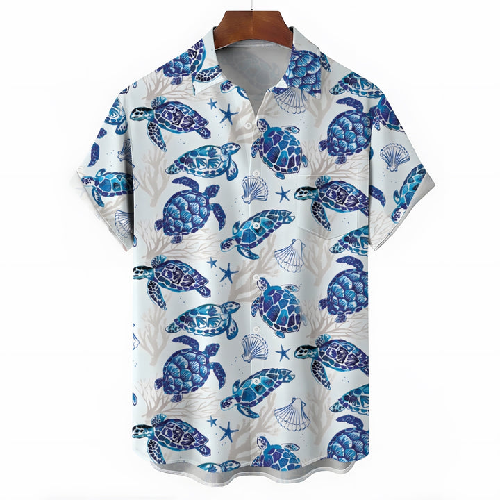 Turtle Casual Breast Pocket Short Sleeve Shirt 2309000018