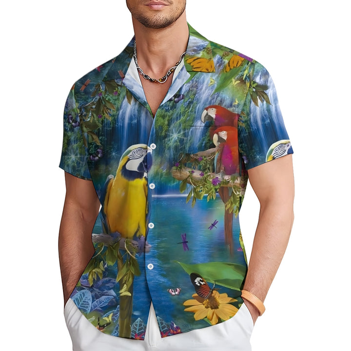 Men's Parrot Casual Fashion Short Sleeve Shirt 2307101178