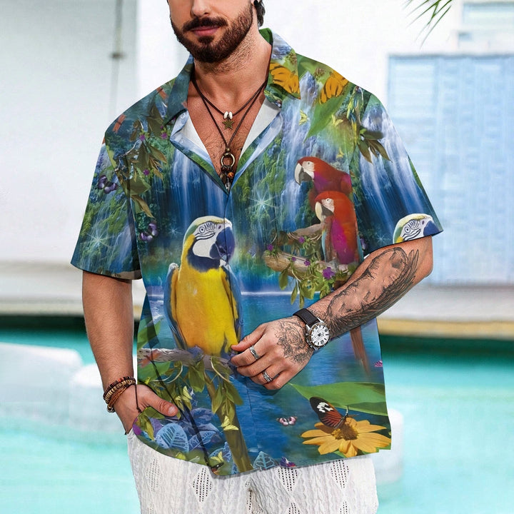 Men's Parrot Casual Fashion Short Sleeve Shirt 2307101178