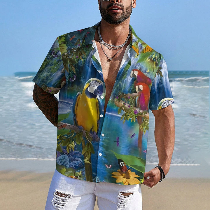 Men's Parrot Casual Fashion Short Sleeve Shirt 2307101178