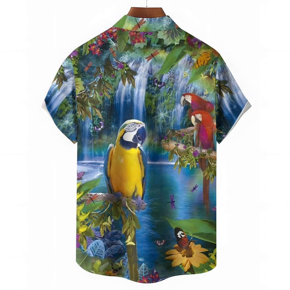 Men's Parrot Casual Fashion Short Sleeve Shirt 2307101178