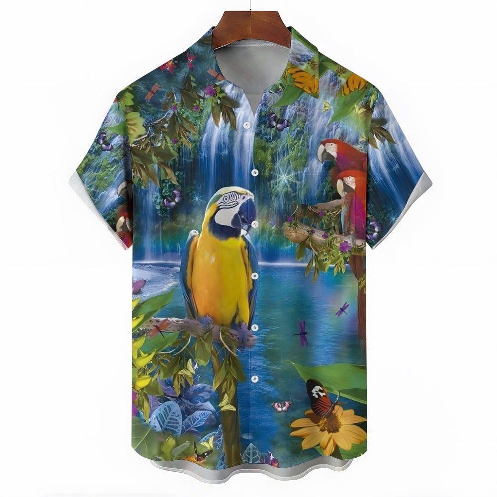 Men's Parrot Casual Fashion Short Sleeve Shirt 2307101178