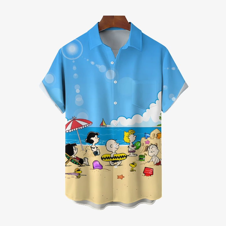 Men's Cartoon Character Hawaiian Casual Short Sleeve Shirt 2311000339