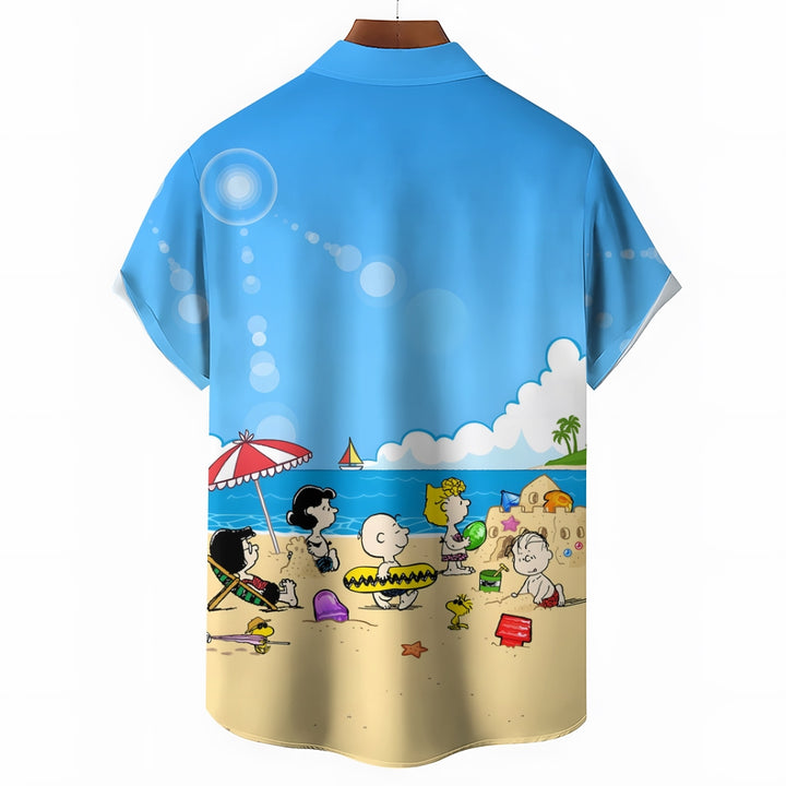 Men's Cartoon Character Hawaiian Casual Short Sleeve Shirt 2311000339