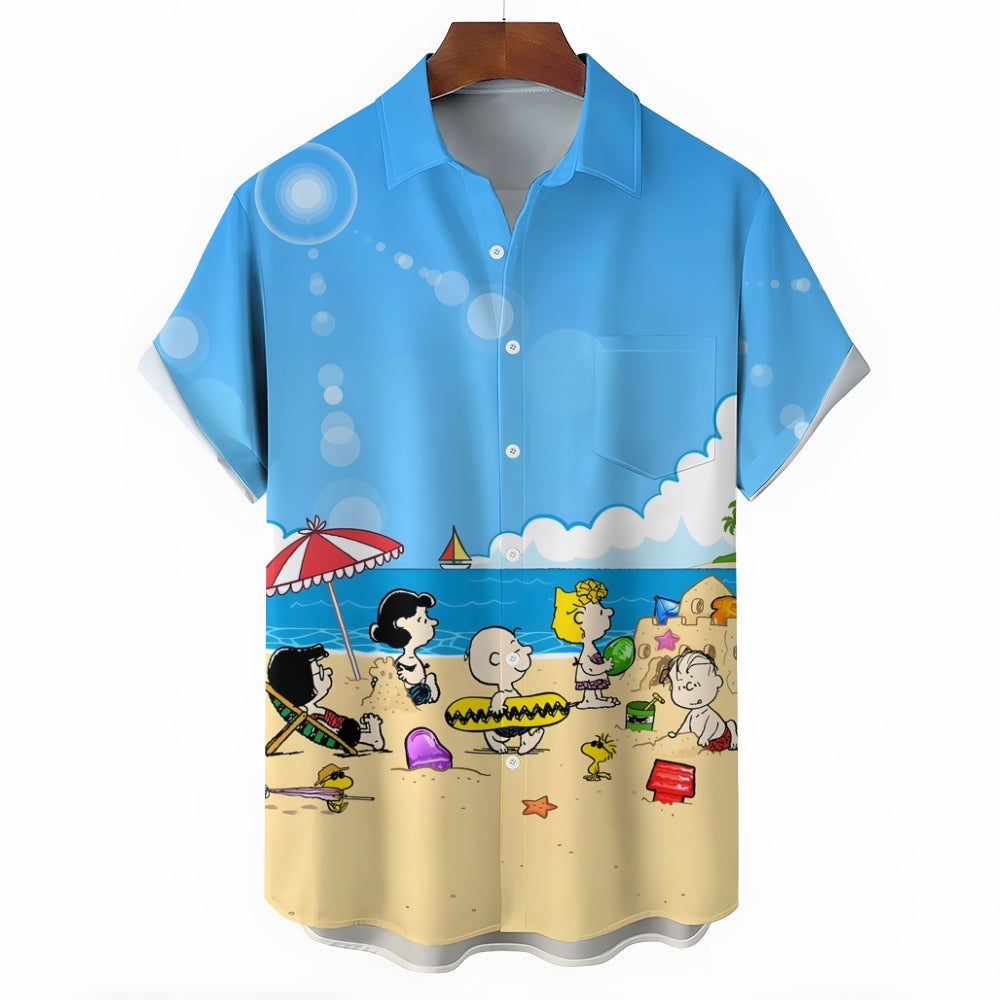 Men's Cartoon Character Hawaiian Casual Short Sleeve Shirt 2311000339