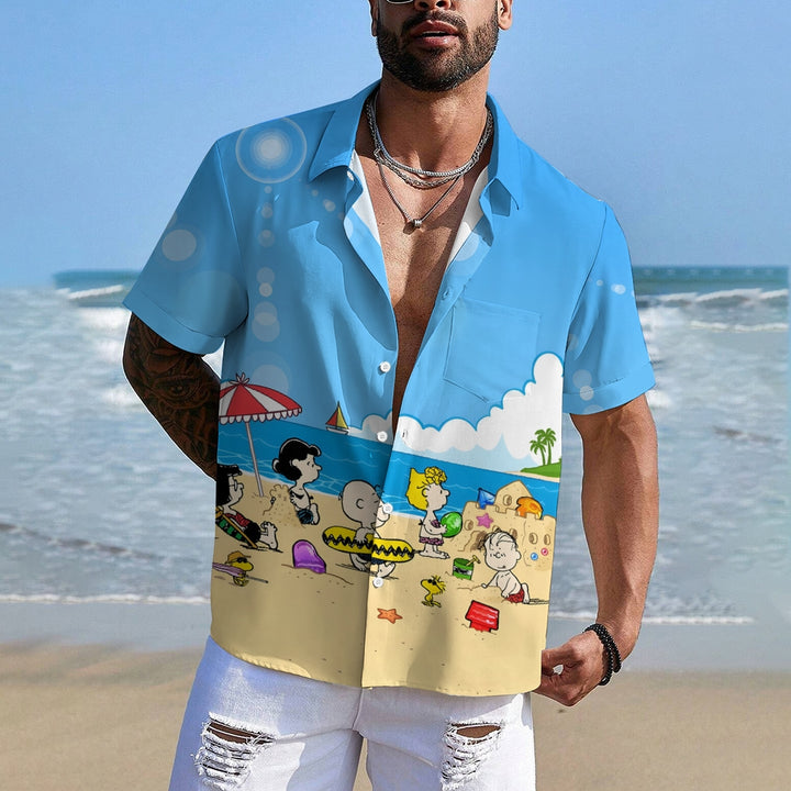 Men's Cartoon Character Hawaiian Casual Short Sleeve Shirt 2311000339