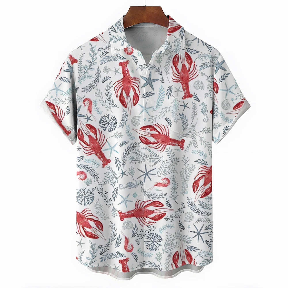 Men's Lobster Casual Short Sleeve Shirt 2401000369