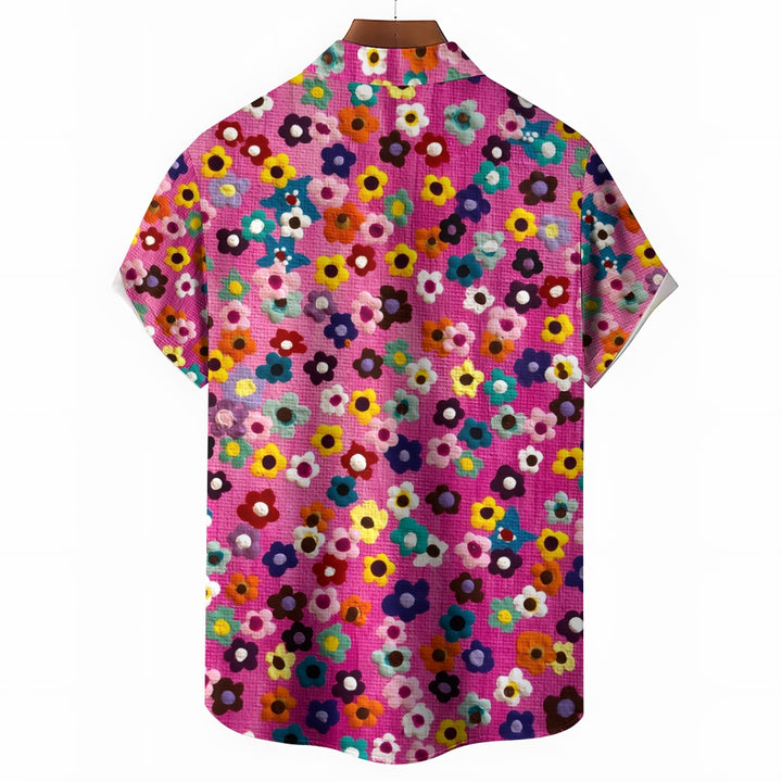 Men's Small Floral Casual Short Sleeve Shirt 2401000360