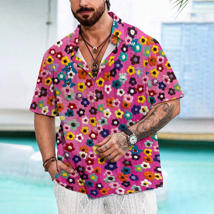Men's Small Floral Casual Short Sleeve Shirt 2401000360