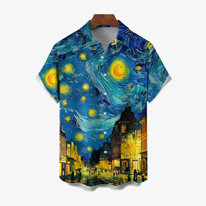 Men's Artistic Abstract Print Short Sleeve Shirt 2304105716