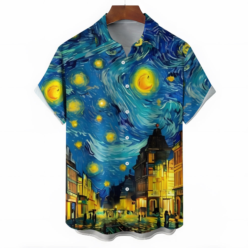 Chemise à manches courtes à imprimé abstrait artistique pour homme 2304105716