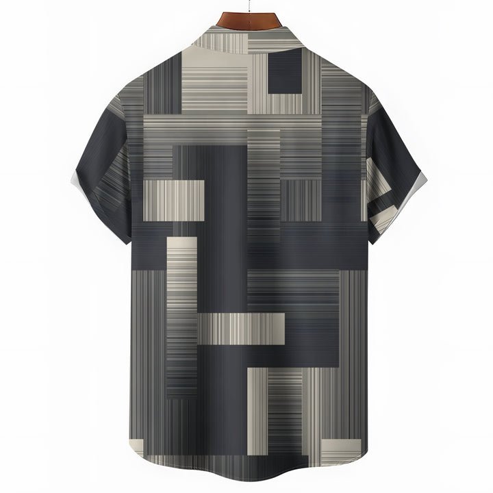 Men's Geometric Stripe Casual Short Sleeved Shirt 2311000095