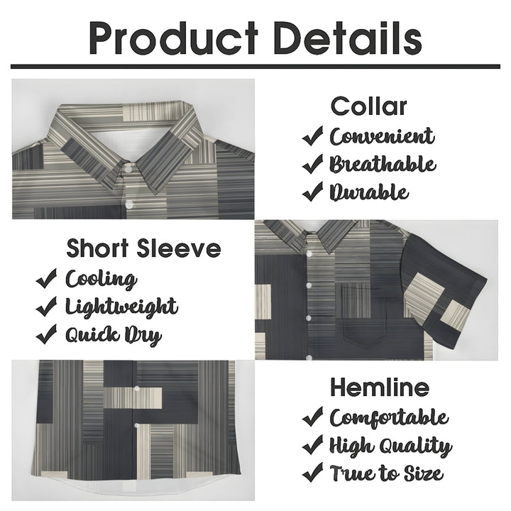 Men's Geometric Stripe Casual Short Sleeved Shirt 2311000095