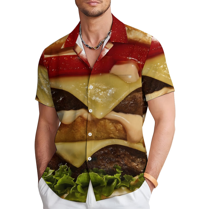 Hamburger Casual Chest Pocket Short Sleeve Shirt 2308101122