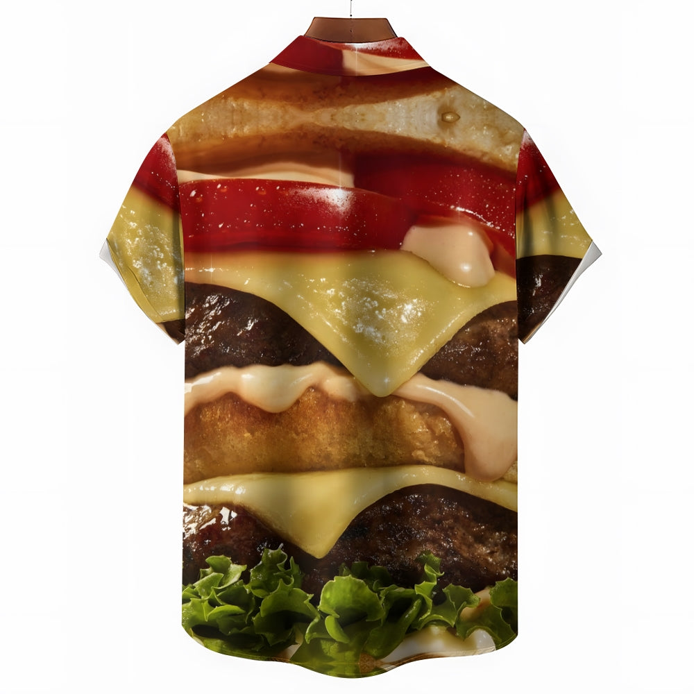 Hamburger Casual Chest Pocket Short Sleeve Shirt 2308101122