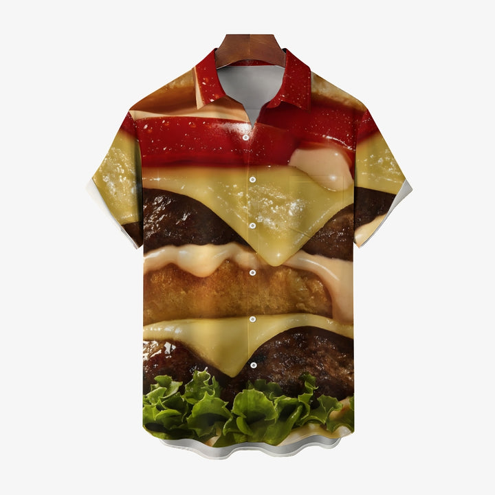 Hamburger Casual Chest Pocket Short Sleeve Shirt 2308101122