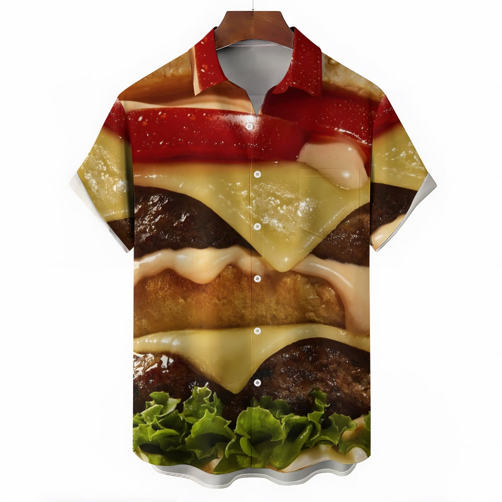 Hamburger Casual Chest Pocket Short Sleeve Shirt 2308101122