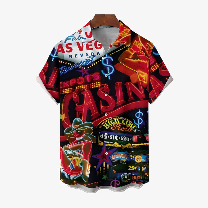 Men's Neon Sign Casual Short Sleeve Shirt 2311000587