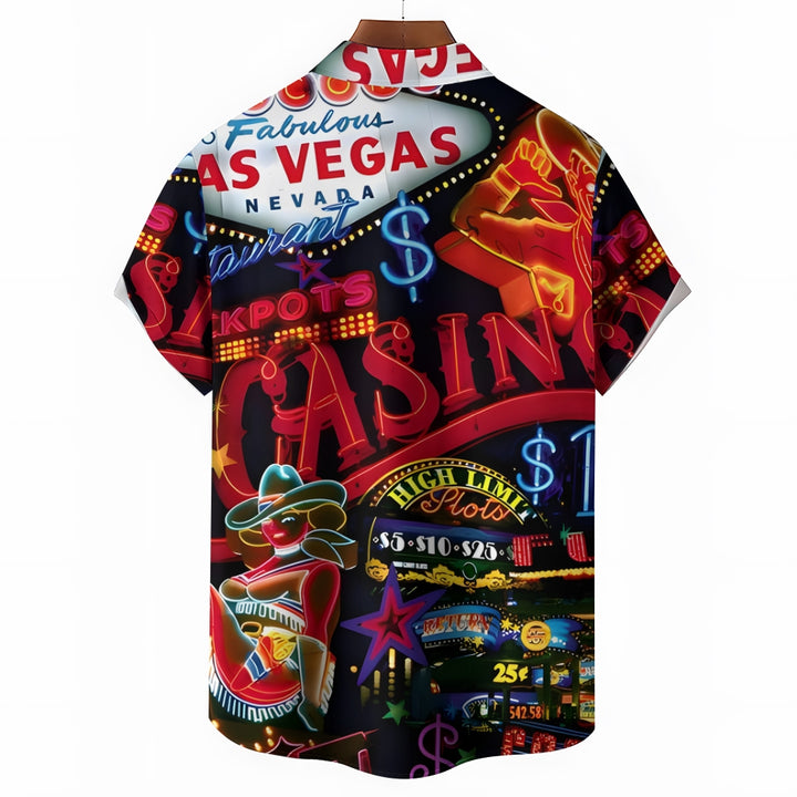 Men's Neon Sign Casual Short Sleeve Shirt 2311000587