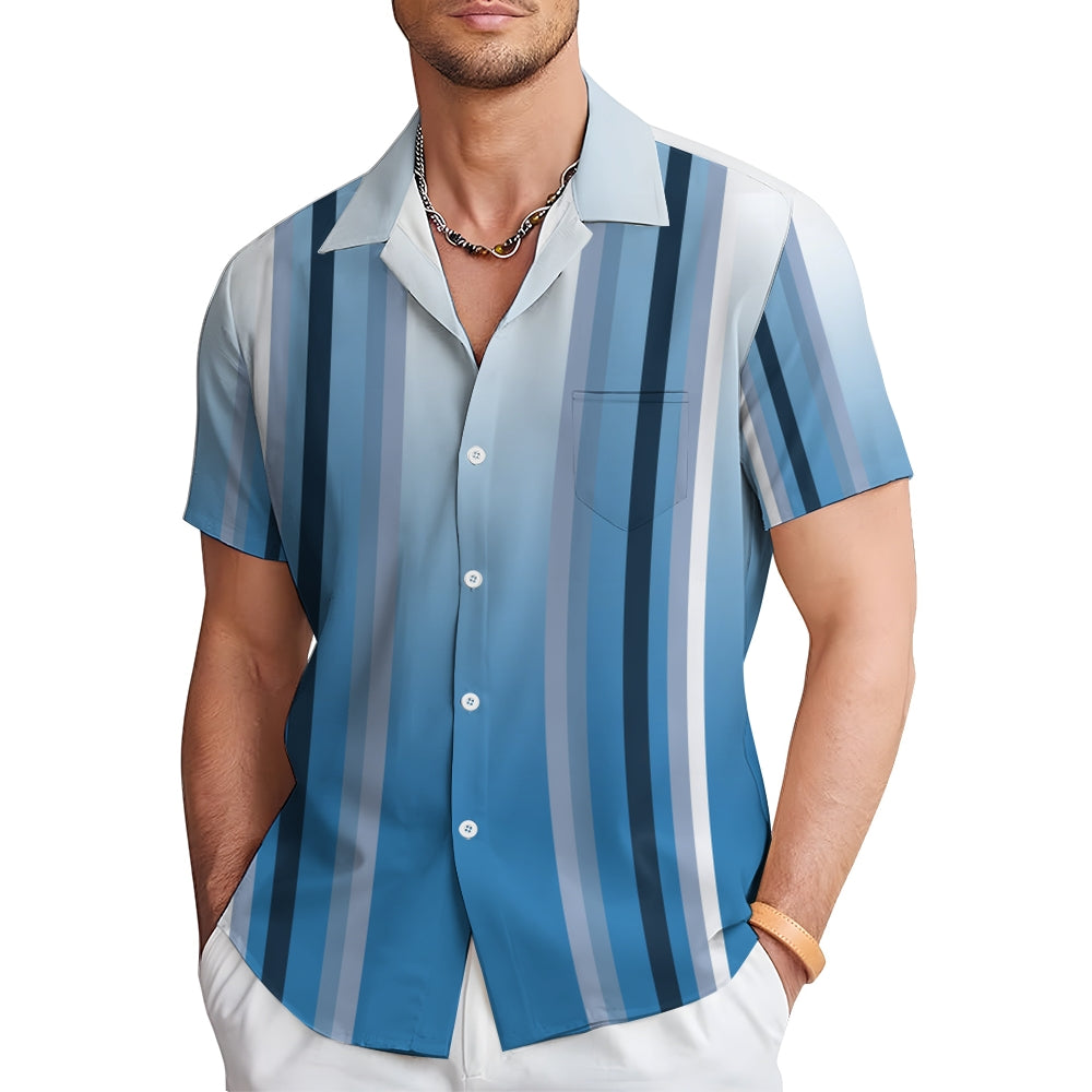 Chemise à manches courtes à contraste de couleur simple pour homme 2304102554